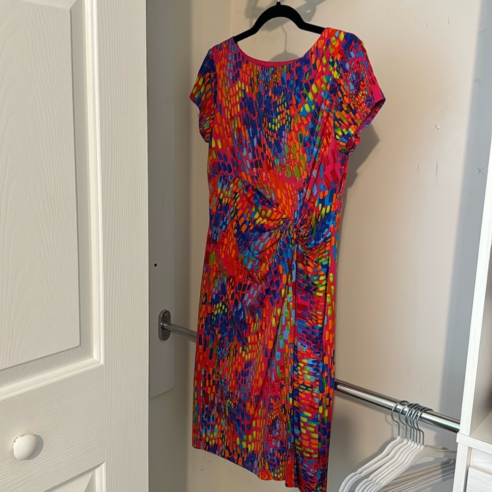 Ellen Tracy multi color midi sheath dress size 8